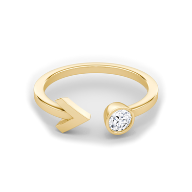 Just Brilliant Arrow Cuff Ring, 0.25Ct / Round Brilliant, 18K Yellow Gold, front view
