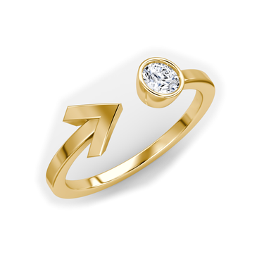 Just Brilliant Arrow Cuff Ring, 0.25Ct / Round Brilliant, 18K Yellow Gold, upright view