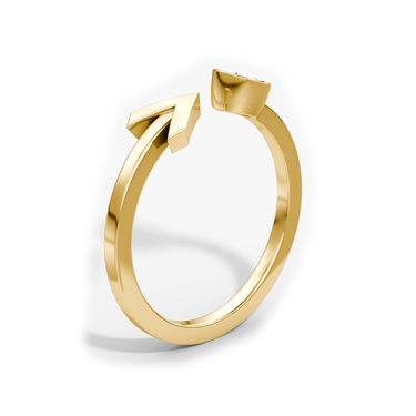 Just Brilliant Arrow Cuff Ring, 0.25Ct / Round Brilliant, 18K Yellow Gold, upright2 view