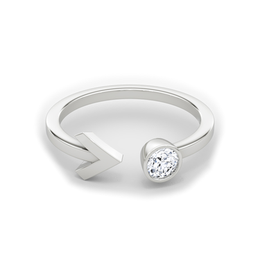 Just Brilliant Arrow Cuff Ring, 0.25Ct / Round Brilliant, 18K White Gold, front view