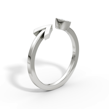 Just Brilliant Arrow Cuff Ring, 0.25Ct / Round Brilliant, 18K White Gold, upright2 view