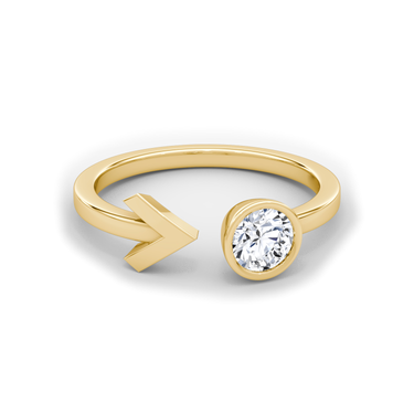 Just Brilliant Arrow Cuff Ring, 0.40Ct / Round Brilliant, 18K Yellow Gold, front view
