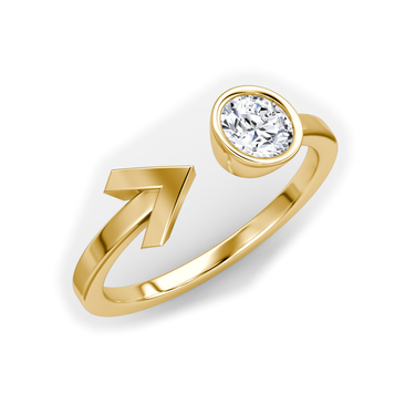 Just Brilliant Arrow Cuff Ring, 0.40Ct / Round Brilliant, 18K Yellow Gold, upright view