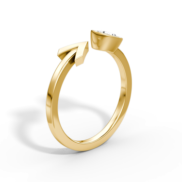 Just Brilliant Arrow Cuff Ring, 0.40Ct / Round Brilliant, 18K Yellow Gold, upright2 view