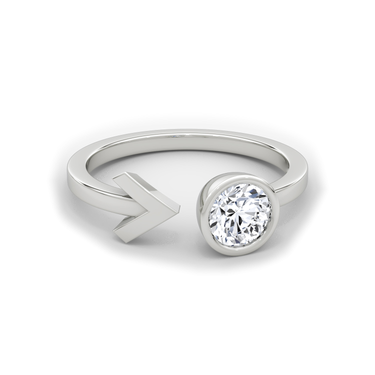Just Brilliant Arrow Cuff Ring, 0.50Ct / Round Brilliant, 18K White Gold, front view