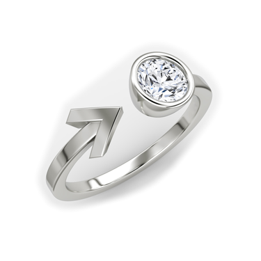 Just Brilliant Arrow Cuff Ring, 0.50Ct / Round Brilliant, 18K White Gold, upright view