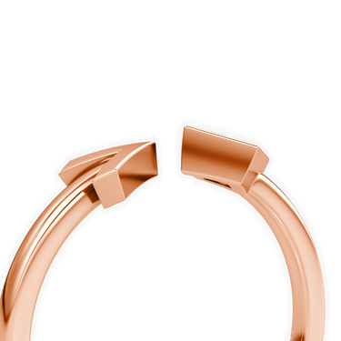 Just Brilliant arrow cuff ring, rose gold, detail2 view.