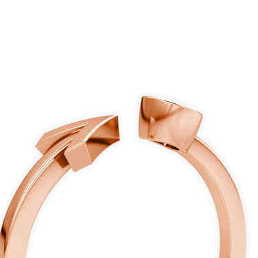 Just Brilliant arrow cuff ring, rose gold, detail2 view.