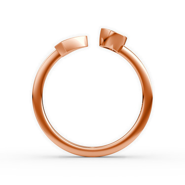 Just Brilliant arrow cuff ring, rose gold, profile view.