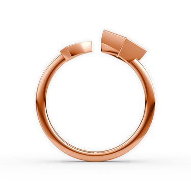 Just Brilliant arrow cuff ring, rose gold, profile view.