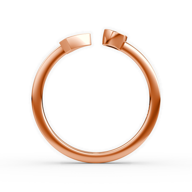 Just Brilliant arrow cuff ring, rose gold, profile view.