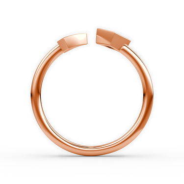 Just Brilliant arrow cuff ring, rose gold, profile view.