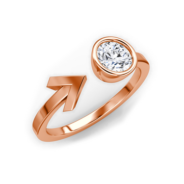 Just Brilliant arrow cuff ring, rose gold, upright view.