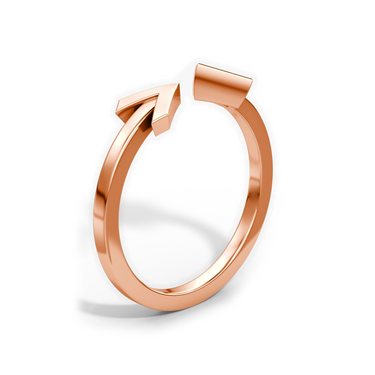 Just Brilliant arrow cuff ring, rose gold, upright2 view.