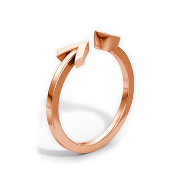 Just Brilliant arrow cuff ring, rose gold, upright2 view.