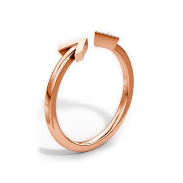 Just Brilliant arrow cuff ring, rose gold, upright2 view.