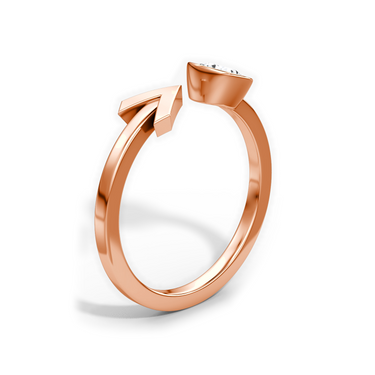 Just Brilliant arrow cuff ring, rose gold, upright2 view.