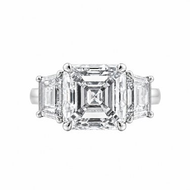 Asscher Souverain Diamond Ring in 18K white gold by Just Brilliant — Top view