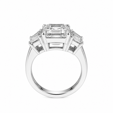 Asscher Souverain Diamond Ring in 18K white gold by Just Brilliant — Side profile
