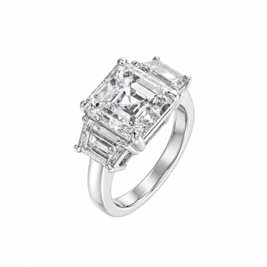 Asscher Souverain Diamond Ring in 18K white gold by Just Brilliant — Three-quarter view