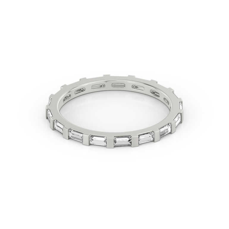Just Brilliant Baguette Bar Band, full band, 18K White Gold, front