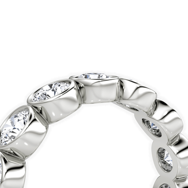 Just Brilliant Bezel Eternity Band in 18K White Gold, detail view.
