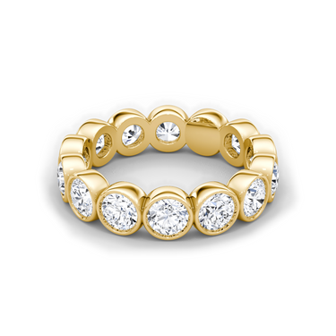 Just Brilliant bezel eternity band, round-brilliant large, 18K Yellow Gold, front view.
