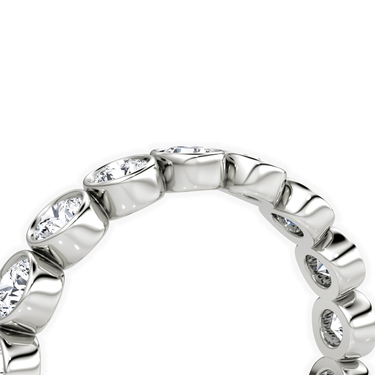 Just Brilliant Bezel Eternity Band in 18K White Gold, detail view.
