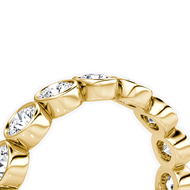 Just Brilliant Bezel Eternity Band in 18K Yellow Gold, detail view.