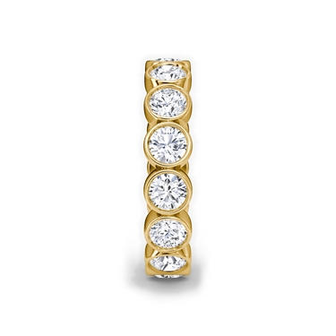 Just Brilliant bezel eternity band, side view, white background with natural shadow