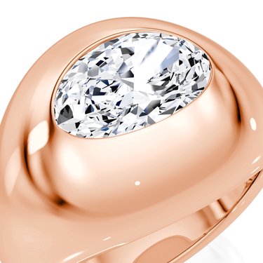 Just Brilliant oval dome band, rose gold, detail2 view.