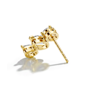 Alternating Shape Tennis Earrings, yellow gold, back view.