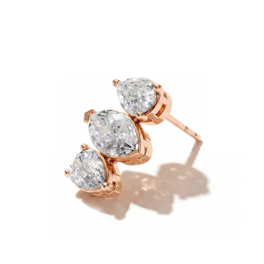 Alternating Shape Tennis Earrings, rose gold, angled view.