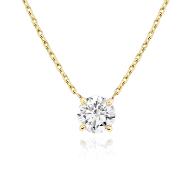 Solitaire Necklace in yellow gold, front view