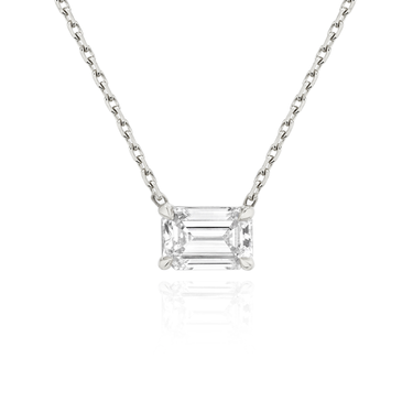 Solitaire Necklace in white gold, front view