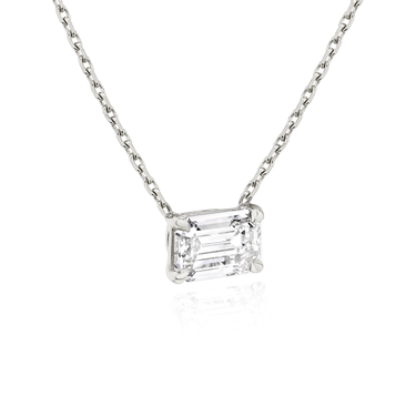 Solitaire Necklace in white gold, perspective view