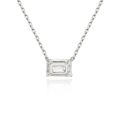 Solitaire Necklace in white gold, back view