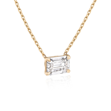 Solitaire Necklace in rose gold, perspective view