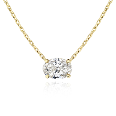 Solitaire Necklace in yellow gold, front view