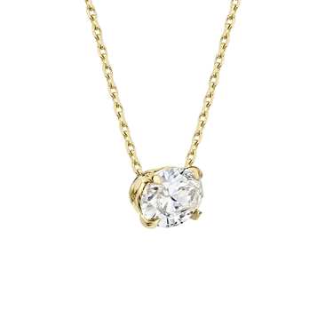 Solitaire Necklace in yellow gold, perspective view