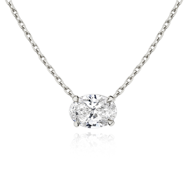 Solitaire Necklace in white gold, front view