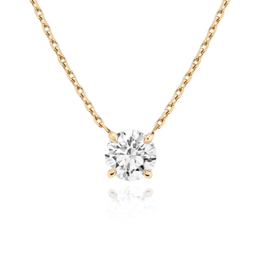 Solitaire Necklace in rose gold, front view
