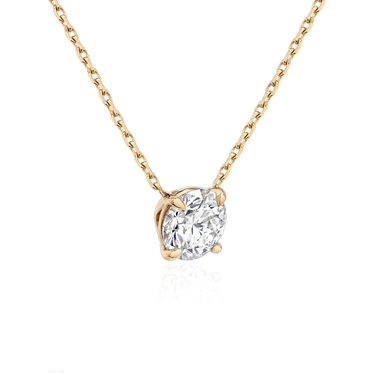 Solitaire Necklace in rose gold, perspective view