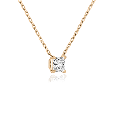 Solitaire Necklace in rose gold, perspective view