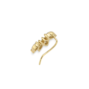 Diamond Ear Climber, yellow gold, back view.