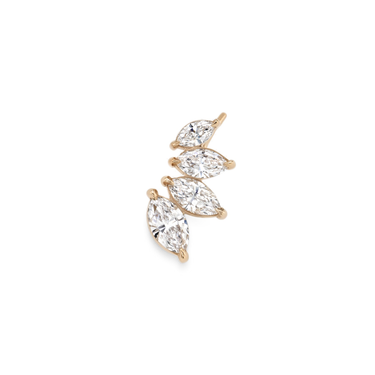Diamond Ear Climber, rose gold, front view.