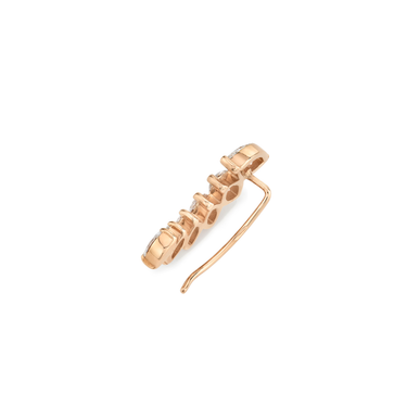 Diamond Ear Climber, rose gold, back view.
