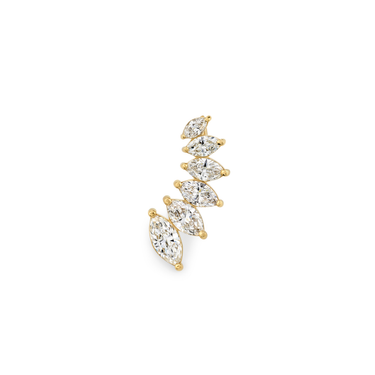Diamond Ear Climber, yellow gold, front view.