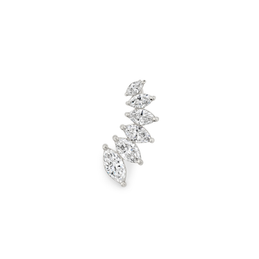 Diamond Ear Climber, white gold, front view.