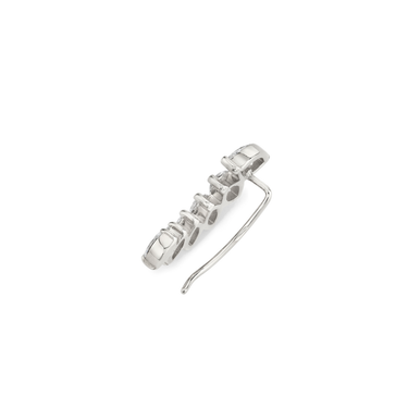 Diamond Ear Climber, white gold, back view.